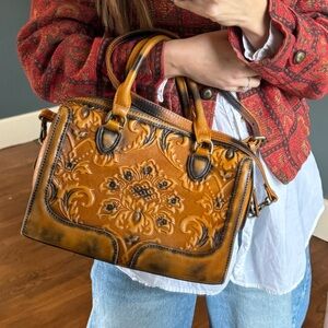 Leather Embossed mustard Yellow crossbody hand bag